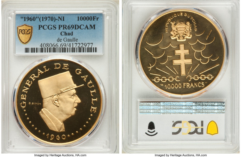 Republic gold Proof "Independence Anniversary" 1960-Dated (1970)-NI 10000 Francs...