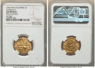 Charles II gold Cob 2 Escudos ND (1697-1699) NR-ARC AU Details (Reverse Cleaned) NGC, Cal-Type-151, Restrepo-M66-28. 6.74gm. A formidable survivor wit...