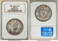 Republic Souvenir Peso 1897 MS63 NGC, Gorham mint, KM-XM3, Elizondo-3. Mintage: 4,856. A desirable representative of the Type III variety with close d...