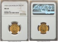 Republic gold Ducat 1925 MS64 NGC, Kremnitz mint, KM8, Fr-2. An ever-popular type, exactingly struck on a harvest-gold planchet blossoming with mint b...