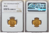 Republic gold Ducat 1931 MS66 NGC, Kremnitz mint, KM8, Fr-2. A firmly struck example, full in both its quality and the impact of its abundantly lustro...