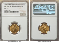 Republic gold Medallic "Dr. Antonin Svehla" Ducat 1933 MS62 NGC, Kremnitz mint, KM-XM16, Fr-12a. Variety with cross above date. Issued in commemoratio...