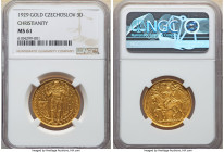 Republic gold 3 Dukaten 1929 MS61 NGC, Kremnitz mint, KM-XM8, Fr-10a. Mintage: 1,000. Struck to commemorate the Millennium of Christianity in Bohemia....