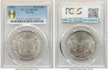 Free City 10 Gulden 1935 MS65 PCGS, KM159, Jaeger-D20. One year type. The rarest denomination in this already highly collectible series, presenting sc...