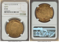 Republic gold 8 Escudos 1855/2 QUITO-GJ XF40 NGC, Quito mint, KM34.1, Onza-1774. A formidable representative of this appreciable type, admitting a goo...