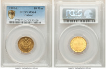 Russian Duchy. Nicholas II gold 10 Markkaa 1905-L MS64 PCGS, Helsinki mint, KM8.2, cf. Bit-385 (date unlisted). Mintage: 43,000. An enticing offering ...