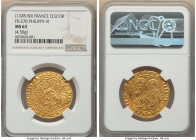 Philippe VI (1328-1350) gold Écu d'Or à la chaise ND (from 1337) MS63 NGC, Paris mint, Fr-270, Dup-249. 4.50gm. 1st Emission (from 1 January 1337). + ...