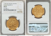 Philippe VI (1328-1350) gold Chaise d'Or ND (from 1346) MS64 NGC, Paris mint, Fr-269, Dup-258. 4.71gm. Emission from 17 July 1346. +Ph'ILIPPVS: DЄI: G...