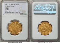 Anglo-Gallic. Henry VI (1422-1461) gold Salut d'or ND (from 1423) MS61 NGC, Rouen mint, Lion mm, Fr-301, Dup-443A. 3.47gm. (lion) hЄnRICVS: DЄI: GRΛ: ...