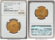 Anglo-Gallic. Henry VI (1422-1461) gold Salut d'Or ND (from 1423) MS61 NGC, Saint-Lô mint, Lis mm, Fr-301, Dup-443A. 3.46gm. (lis) hЄИRICVS: DЄI: GRA:...