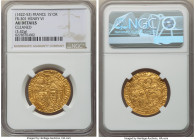 Anglo-Gallic. Henry VI (1422-1461) gold Salut d'Or ND (from 1423) AU Details (Cleaned) NGC, Rouen mint, Lion mm, Fr-301, Dup-443A. 3.42gm. (lion) hЄnR...