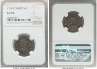 Louis XV 6 Sols (1/20 Ecu) 1716-K AU53 NGC, Bordeaux mint, KM416.2, Dup-1655. One year type. Exceedingly scarce as a type, evidenced by the sheer pauc...