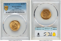 Napoleon gold 20 Francs 1811-A MS64 PCGS, Paris mint, KM695.1, Fr-516, Gad-1025. Exuding mint freshness and inviting luster, this example admits few f...