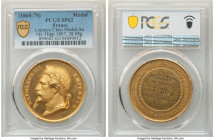 Napoleon III gold Specimen "Literacy Class" Medal ND (1860-1879) SP62 PCGS, 28.08gm. By F. Cique. Awarded to a Mr. Hipp in 1867 for his achievements i...