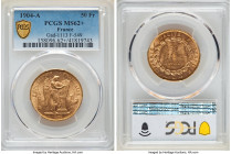 Republic gold 50 Francs 1904-A MS62+ PCGS, Paris mint, KM831, Fr-591, Gad-1113. A lovely Select Mint State offering of the popular "Angel" design, bla...