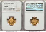 Bavaria. Maximilian II gold Ducat 1853 MS62 Prooflike NGC, Munich mint, KM839, Fr-277. Mintage: 5,603. Obv. Bust of Maximilian II right. Rev. Crowned ...