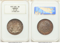 Hamburg. Free City 3 Mark 1913-J PR66 NGC, Hamburg mint, KM620, J-64. An attractive example boasting glossy peripheries, dressed in an electric patina...