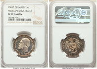 Mecklenburg-Strelitz. Adolph Friedrich V Proof 2 Mark 1905-A PR67 Cameo NGC, Berlin mint, KM115, J-91. Watery, deep mirrored fields with frosted Cameo...