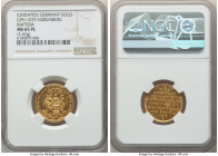 Nürnberg. Free City gold "Baptism" Medallic Ducat ND (1720) MS65 Prooflike NGC, Goppel-1075. 22mm. 3.47gm. WER GLAUBT UND GEFALLVIRD DER WIRD SELIG WE...