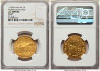 Nürnberg. Free City gold 2 Ducat 1649 AU Details (Bent) NGC, KM159, Fr-1832. 6.91gm. Somewhat softly struck on a harvest-gold and shimmering, slightly...