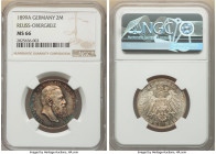 Reuss-Obergreiz. Heinrich XXII 2 Mark 1899-A MS66 NGC, Berlin mint, KM128, J-118. Mintage: 10,000. First year of two year type. The obverse plays host...