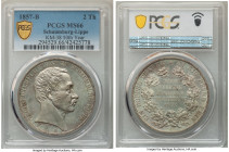 Schaumburg-Lippe. Georg Wilhelm 2 Taler 1857-B MS66 PCGS, Hannover mint, KM38, Dav-908. Mintage: 2,000. In commemoration of Georg's 50th year as princ...