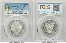 Weimar Republic Proof "Magdeburg" 3 Mark 1931-A PR67 Deep Cameo PCGS, Berlin mint, KM72, J-347. An icy toned 3 Mark showing metallic cartwheel luster....