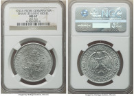 Weimar Republic nickel Pattern "Oak Tree" 5 Mark 1932-A MS67 NGC, Berlin mint, KM-Pn353a, Schaaf-331/M10. 20.7gm. Plain edge. An off-metal striking of...