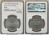 Weimar Republic nickel Pattern "Oak Tree" 5 Mark 1932-A MS64 NGC, Berlin mint, KM-Pn353a, Schaaf-331/M10. Plain edge. Popular type of a KM56 "Oak Tree...