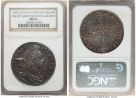 William III Crown 1695 MS61 NGC, KM486, S-3470. OCTAVO edge. A highly intriguing Mint State Crown blanketed in a pervasive slate patina, highlighting ...