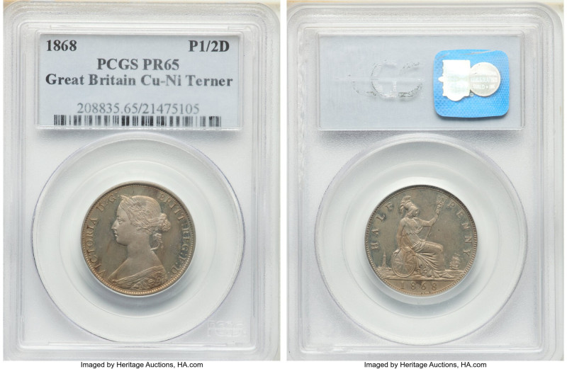 Victoria copper-nickel Proof Pattern 1/2 Penny 1868 PR65 PCGS, KM-PnQ115, Peck-1...