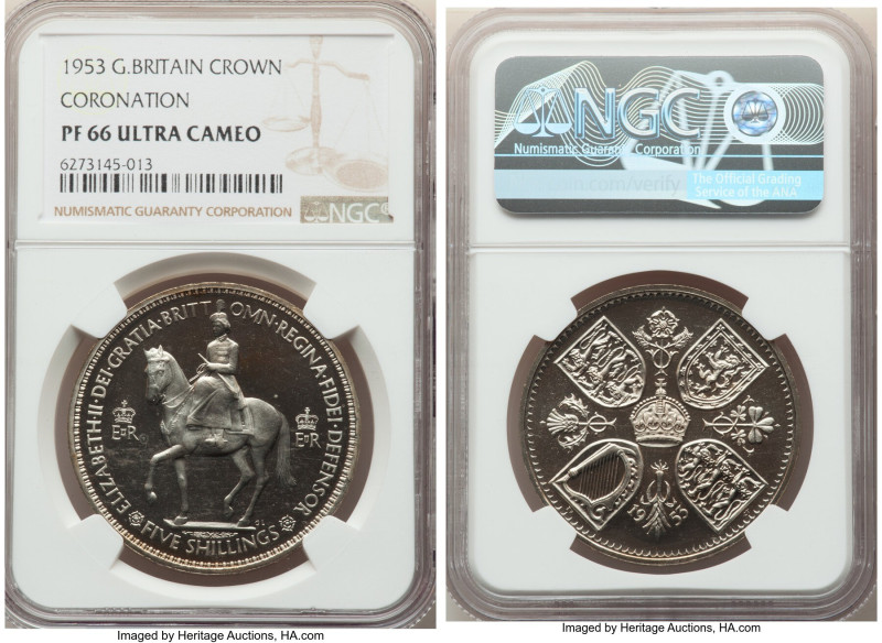 Elizabeth II Proof "Coronation" Crown 1953 PR66 Ultra Cameo NGC, KM894, S-4136. ...