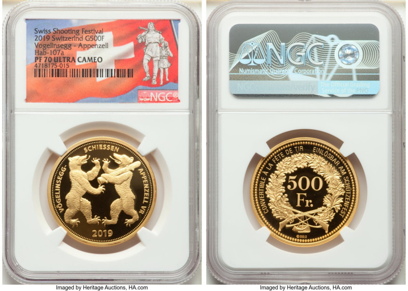 Confederation gold Proof "Vögelinsegg-Appenzell Shooting Festival" 500 Francs 20...