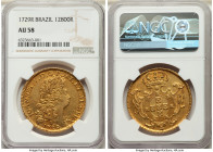 João V gold 12800 Reis 1729-R AU58 NGC, Rio de Janeiro mint, KM140, LMB-195. A near-Mint State representative of this imposing type, struck from sligh...