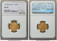 Jose I gold 1600 Reis 1763-R AU55 NGC, Rio de Janeiro mint, KM181.2, LMB-411. An outstanding state of preservation for an already rare type so often e...