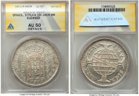 João Prince Regent 960 Reis 1811-R AU Details (Cleaned) ANACS, Rio de Janeiro mint, KM307.3, LMB-421. Overstruck of a Chile Ferdinand VII 8 Reales 180...