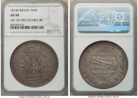 João Prince Regent 960 Reis 1816-R AU50 NGC, Rio de Janeiro mint, KM313, LMB-426. Overstruck on a Chile Ferdinand VII 8 Reales 1813 So-FJ. A lightly c...