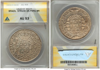 João VI "SATB" 960 Reis 1820-R AU53 ANACS, Rio de Janeiro mint, KM326.1, LMB-478c, SATB variety. Overstruck on a Peru Colonial 8 Reales. Deeply-engrav...