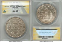 João VI 960 Reis 1821-R AU50 ANACS, Rio de Janeiro mint, KM326.1, LMB-479. Overstruck on a Argentina Rio de la Plata "Sun Face" 8 Reales 1813. A somew...