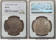 Pedro II 960 Reis 1832-R MS64 NGC, Rio de Janeiro mint, KM385, LMB-517. The first year of this fleeting issue, displaying near-gem surfaces with deepl...