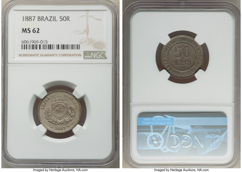 Pedro II 100 Reis 1871 MS61 NGC, KM477, LMB-2. A tempting example enriched by an...