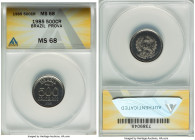 Republic 8-Piece Certified Prova Set 1985 ANACS, 1) 500 Cruzeiros MS68, cf. KM597 (standard issues) 2) 200 Cruzeiros MS68, cf. KM596 (standard issues)...