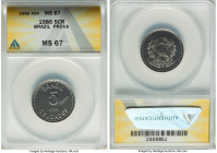 Republic 7-Piece Certified Partial Prova Set 1986 ANACS, 1) 5 Cruzados MS67, KM-Unl. 2) Cruzado MS66, KM-Unl. 3) 50 Centavos MS66, cf. KM604 (standard...