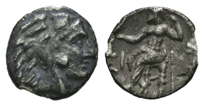 KINGS of MACEDON. Alexander III ‘the Great’. 336-323 BC. AR Hemiobol. 
 Head of ...