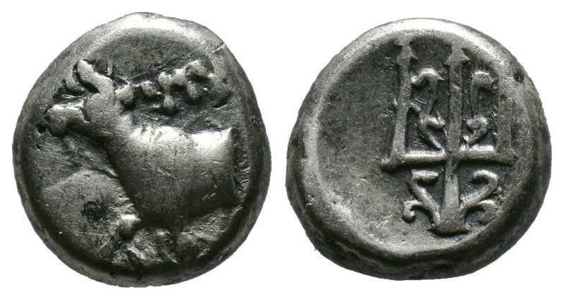 THRACE. Byzantion. Hemidrachm (Circa 387/6-340 BC). 
 Forepart of heifer standin...