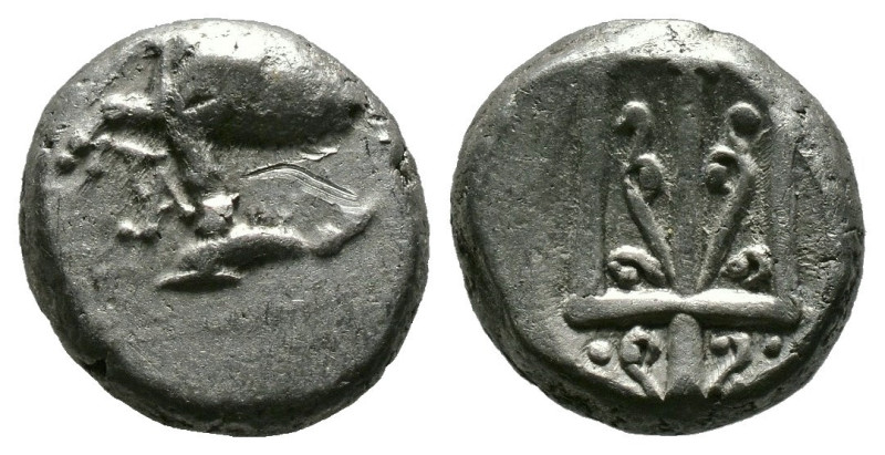 THRACE. Byzantion. Hemidrachm (Circa 387/6-340 BC). 
 Forepart of heifer standin...