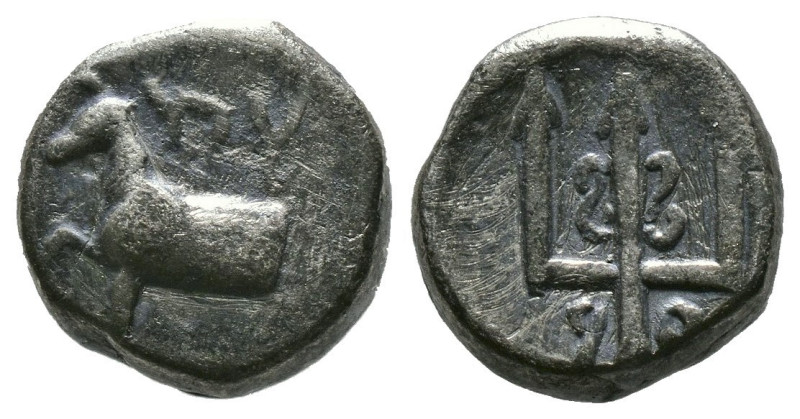 THRACE. Byzantion. Hemidrachm (Circa 387/6-340 BC). 
 Forepart of heifer standin...