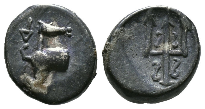 THRACE. Byzantion. Hemidrachm (Circa 387/6-340 BC). 
 Forepart of heifer standin...