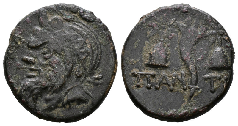 Kimmerian Bosporos, Pantikapaion AE. Circa 150-120 BC. 
Ivy wreathed and bearded...