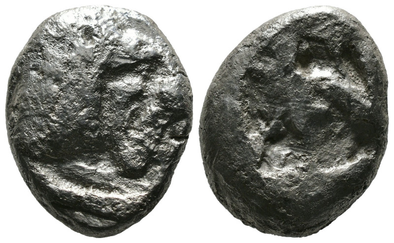 CARIA, Uncertain (Mylasa?). Circa 500-450 BC. AR Stater 
 Forepart of lion right...